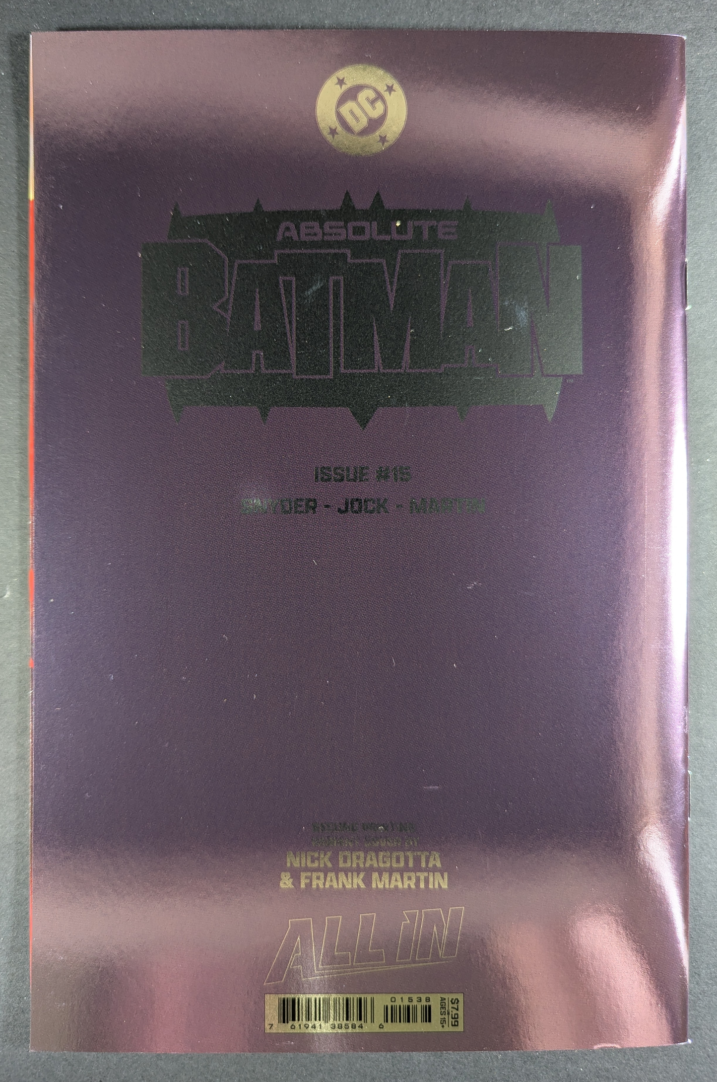 Absolute Batman #15Y 2nd Printing Nick Dragutta Foil Variant VF/NM