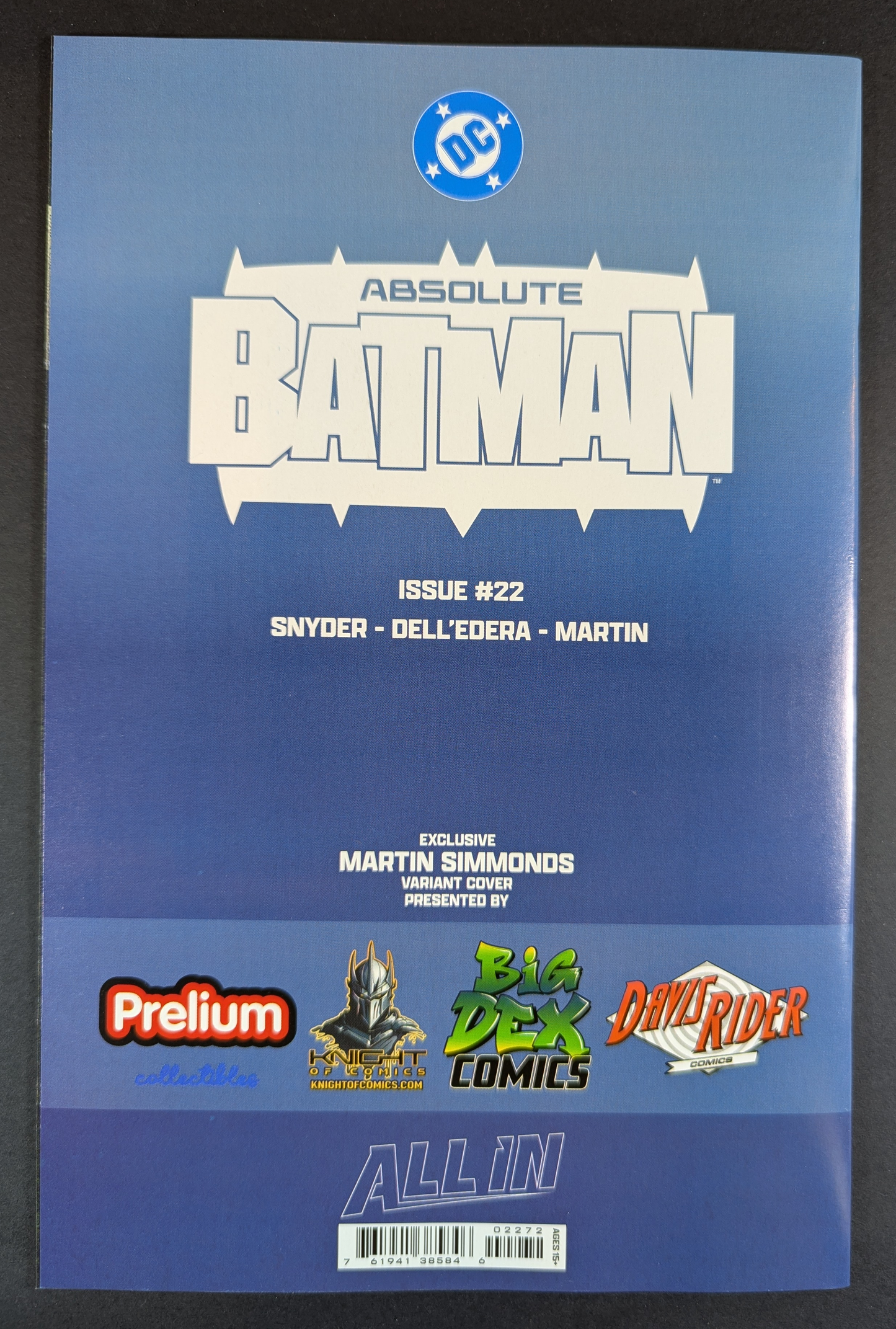 Absolute Batman #22 SDCC Virgin Variant Signed by Martin Simmonds NM+