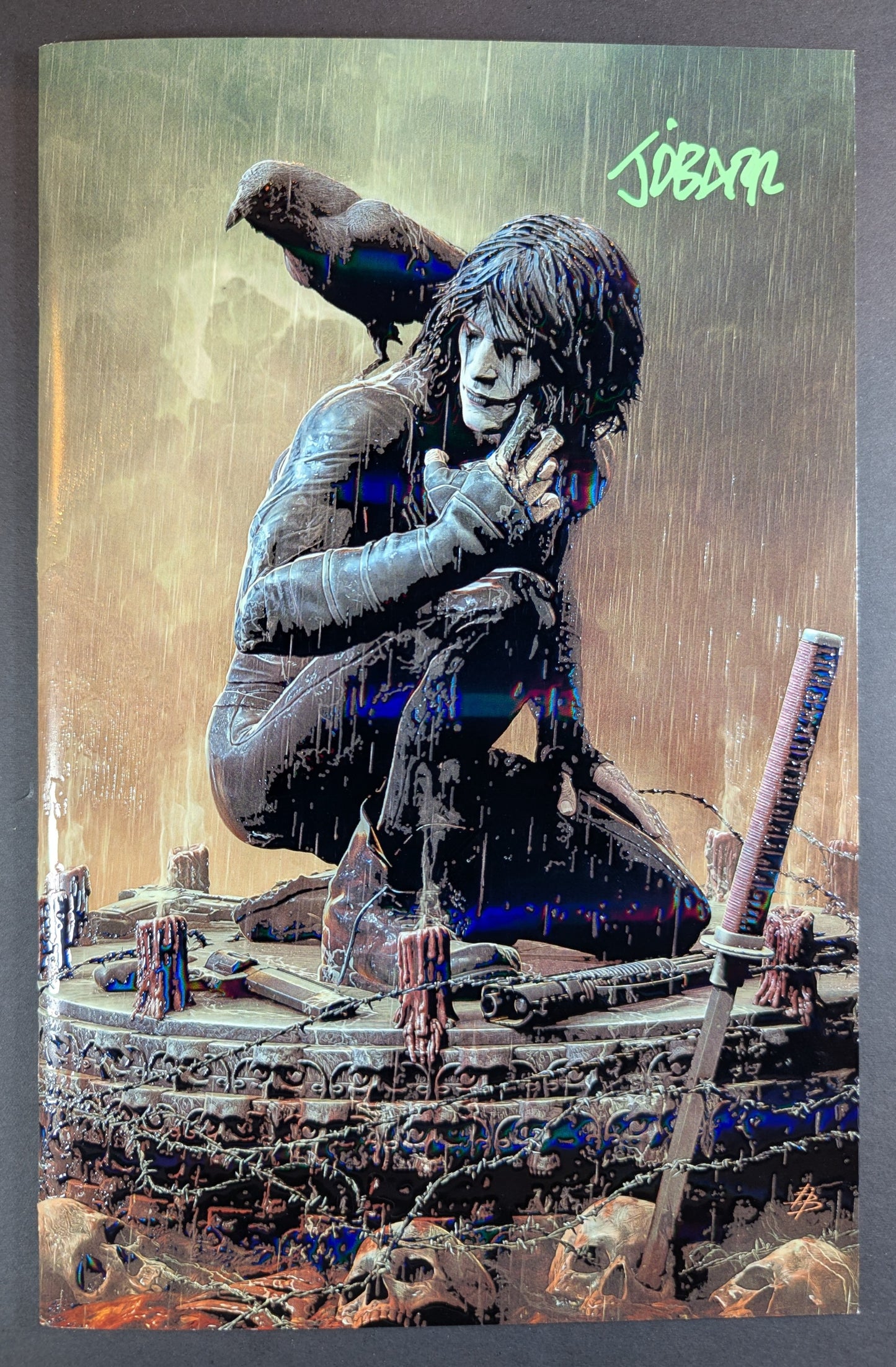 The Crow | Megacon Legendary Barends Embossed Foil Signed O'Barr COA NM+ LTD 50
