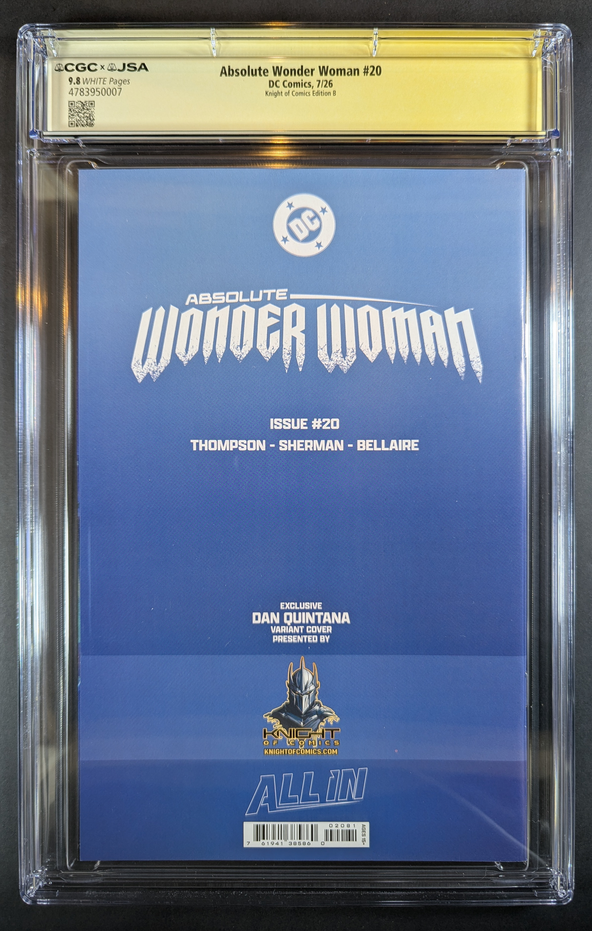 CGC 9.8 JSA Absolute Wonder Woman #1 | Virgin Dan Quintana Signed
