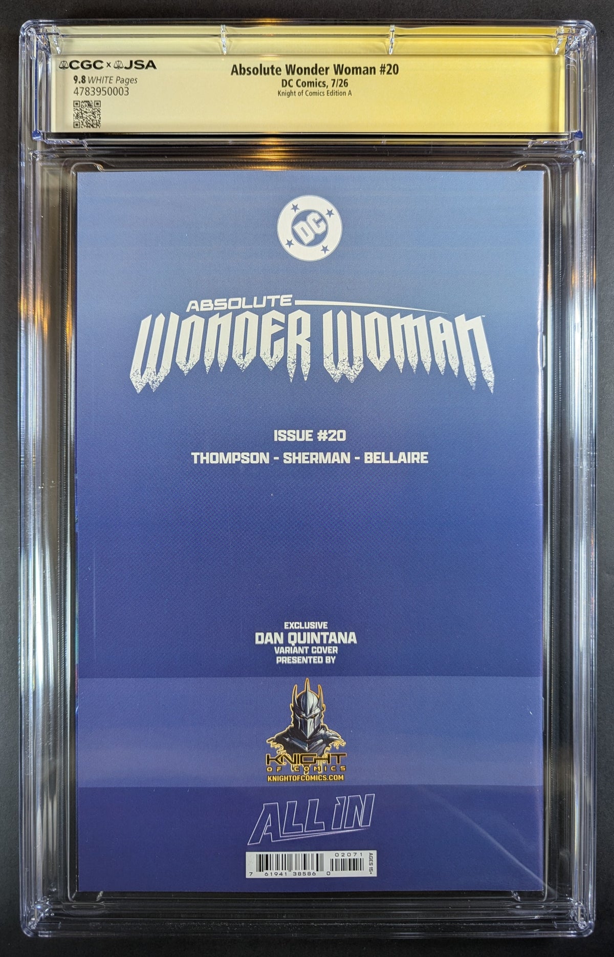 CGC 9.8 JSA Absolute Wonder Woman #1 | Trade Dan Quintana Signed